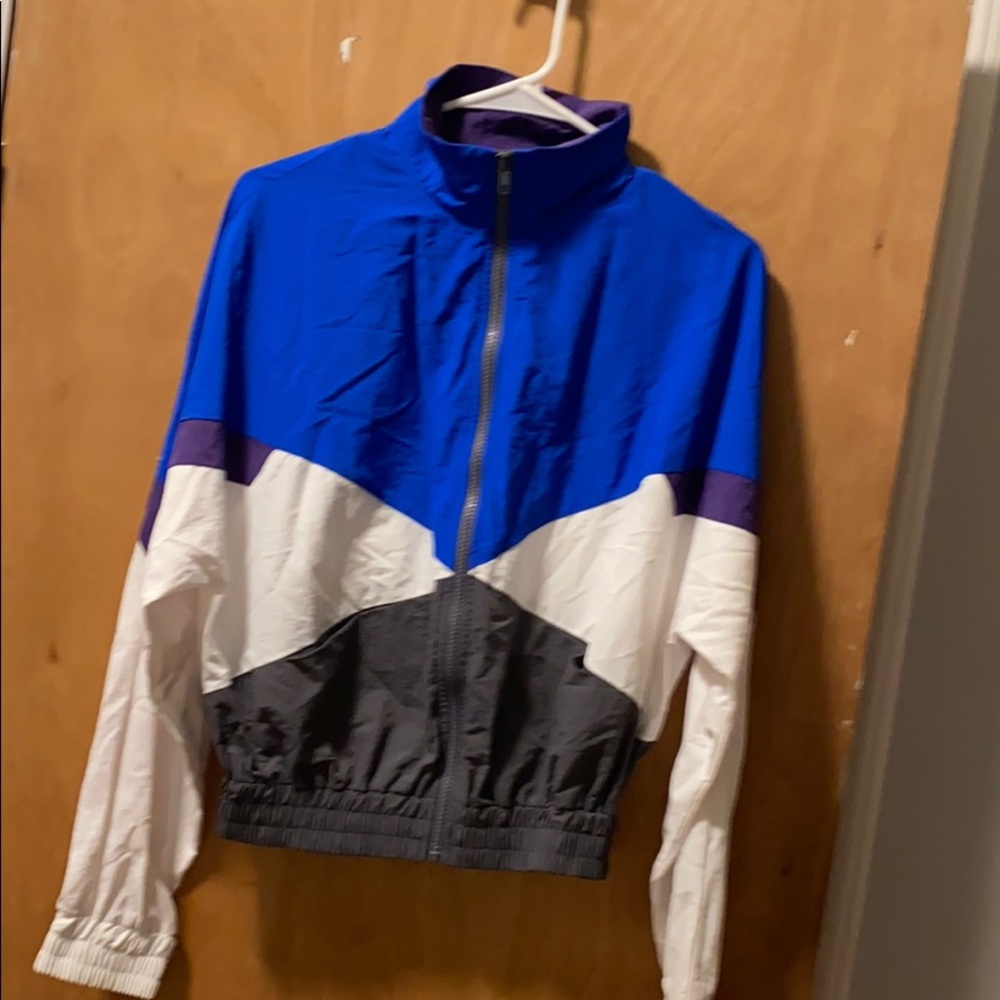 Blue purple grey windbreaker
